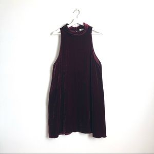 Aritzia Wilfred Silk Poncet Maroon Velvet Sleeveless Swing Dress Size Large